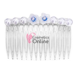 Pieptene din plastic BT008II Transparent cu perle pentru par 